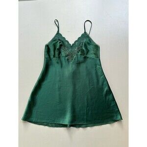 Victoria’s Secret Satin Lace Tank Nightie Dress Green - Size Large